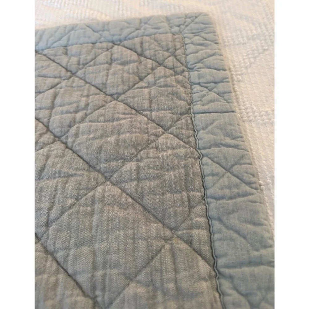 Set of 2 Artisan de Luxe Chambray Diamond Quilted Cotton Shams 21x27 Blue Gray